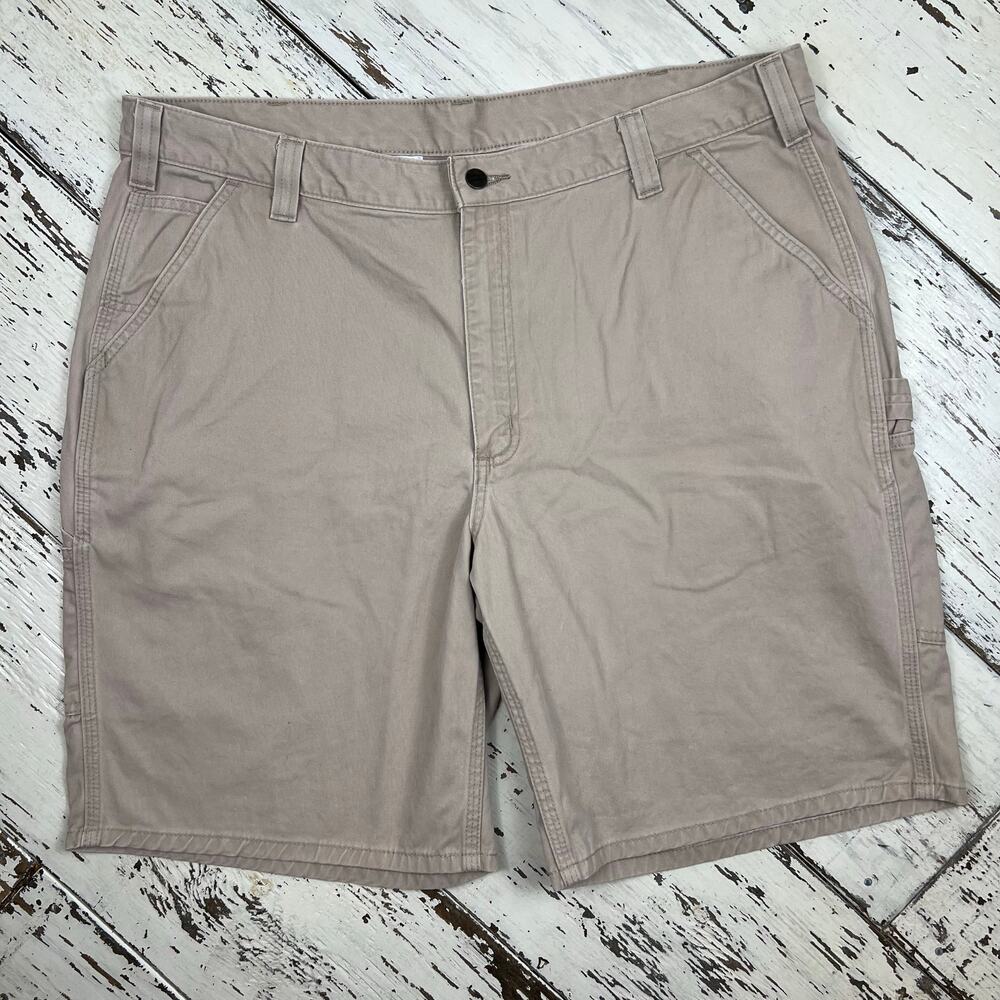 Carhartt shorts men’s 42 relaxed fit flat front carpenter cargo khaki color